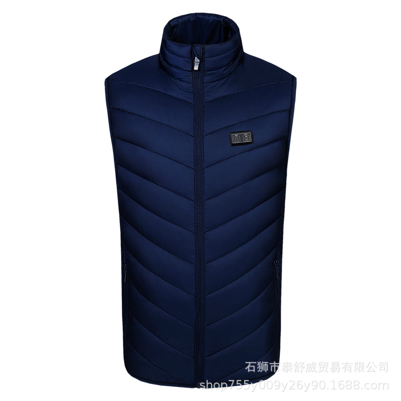 Chaleco calefactor de control dual inteligente para hombres al por mayor de fábrica Chaleco calefactor eléctrico en cinco distritos, nueve distritos y once distritos Chaleco calefactor