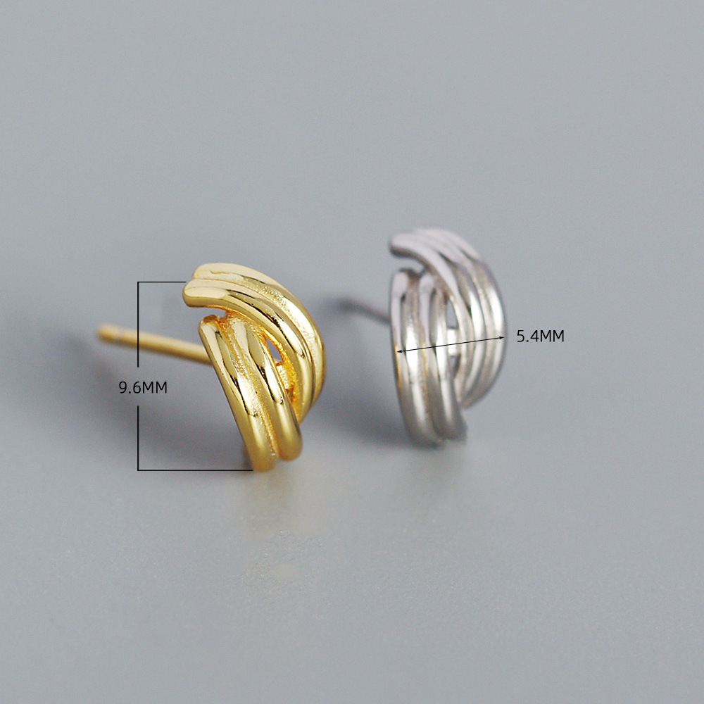 3g Weight 925 Sterling Silver Ear Needle Material No Inlaid Inlay Material Earrings, Ear Studs Classification 1 Pair Quantity Simple S925 Silver Geometric Handmade Twisted Geometric Solid Color Earrings