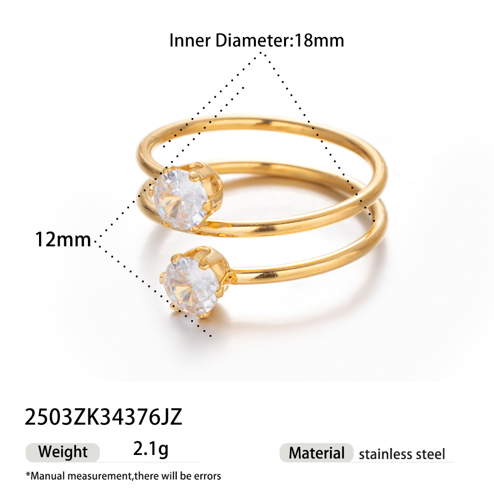 Anillo de acero inoxidable europeo y americano de Tena, acero de titanio, no se desvanece, anillo de gemas de nicho de lujo ligero salvaje, anillo transfronterizo