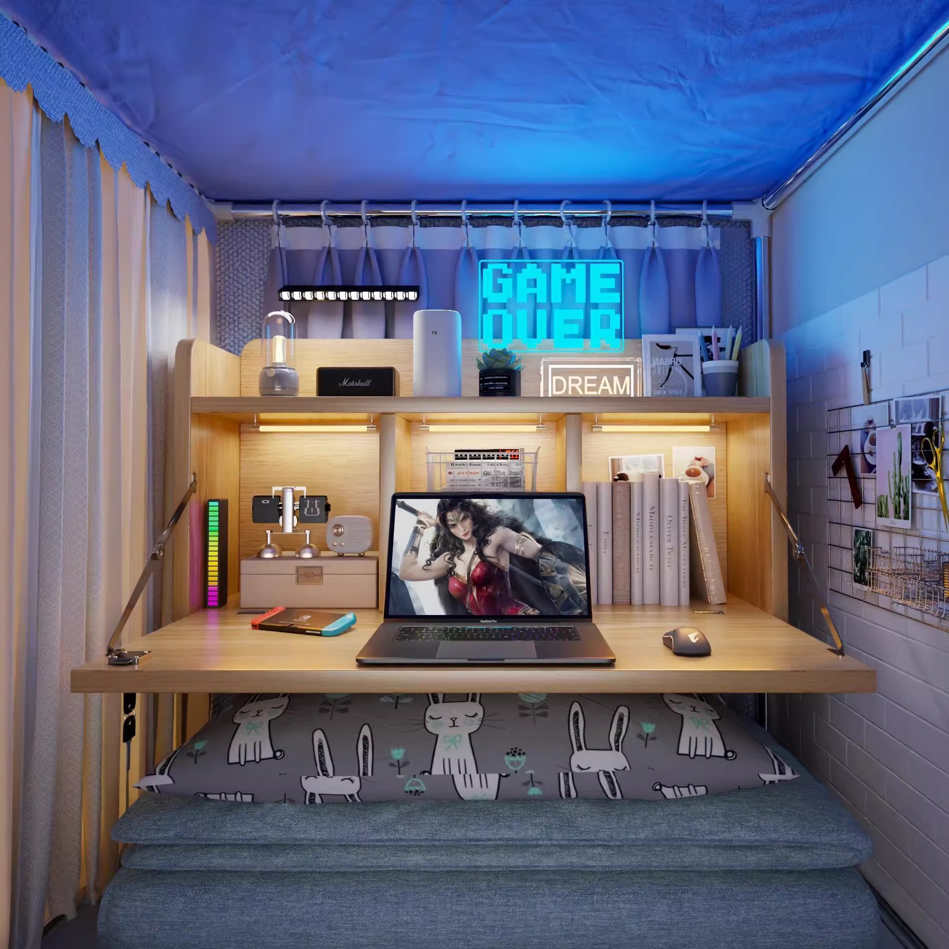 Escritorio de computadora dormitorio escritorio plegable para estudiantes universitarios escritorio de estudio simple tabla colgante de cabecera de la cama