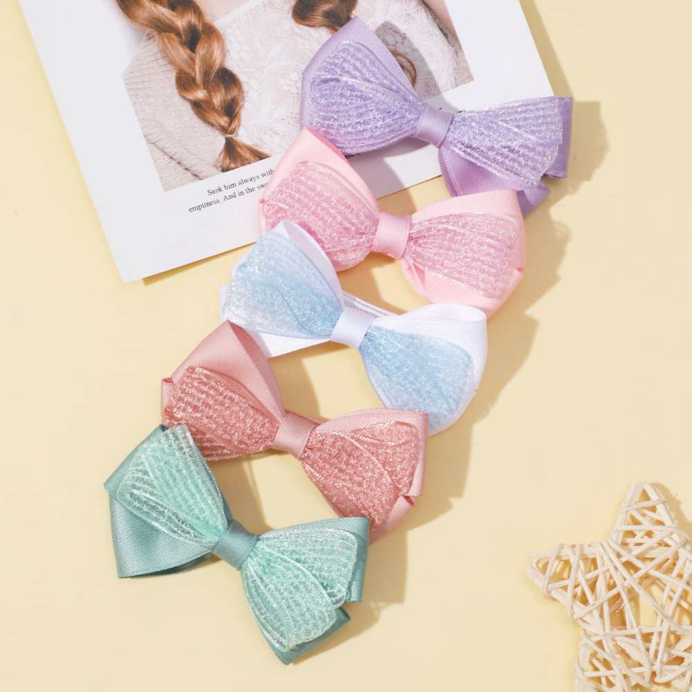 Carino fermaglio per capelli per bambini europei e americani commercio estero transfrontaliero nuovi accessori per capelli per bambini ragazze fiocco tinta unita clip all'ingrosso_voghion.com