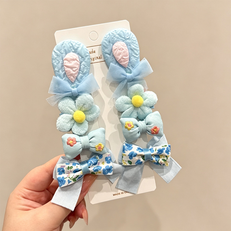 Ensemble de 8 pièces bleu n°5 - Clips à fond en tissu entièrement recouvert, environ 3,5 cm.