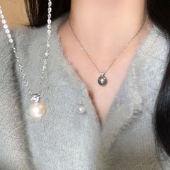 韩版高级感珍珠吊坠项链ins简约时尚冷淡风锁骨链厂家批发~