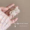 6 # Shell petal pearl long tassel earrings