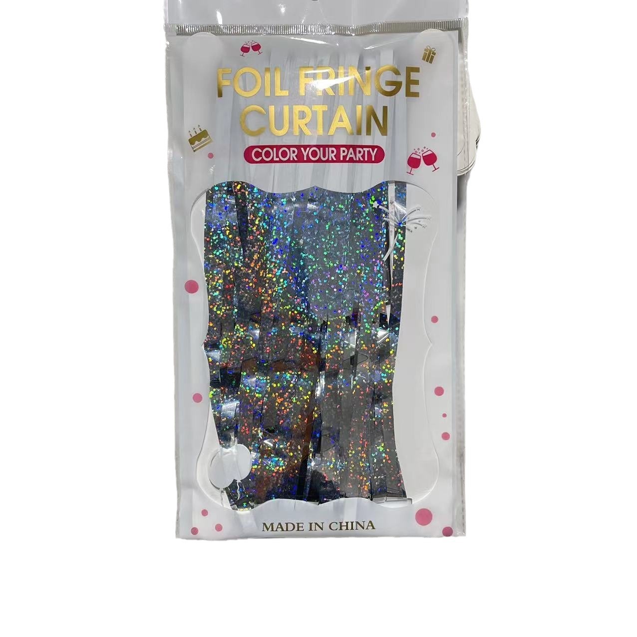 Punto láser de color brillante cortina de seda de lluvia común fabricantes de bordas