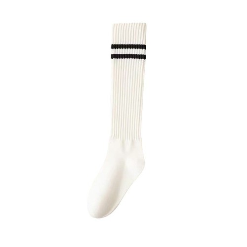 Spring calf-length socks for women, slimming and lengthening tights—Japanese-style JK-inspired summer high-tube socks with pressure stripes.