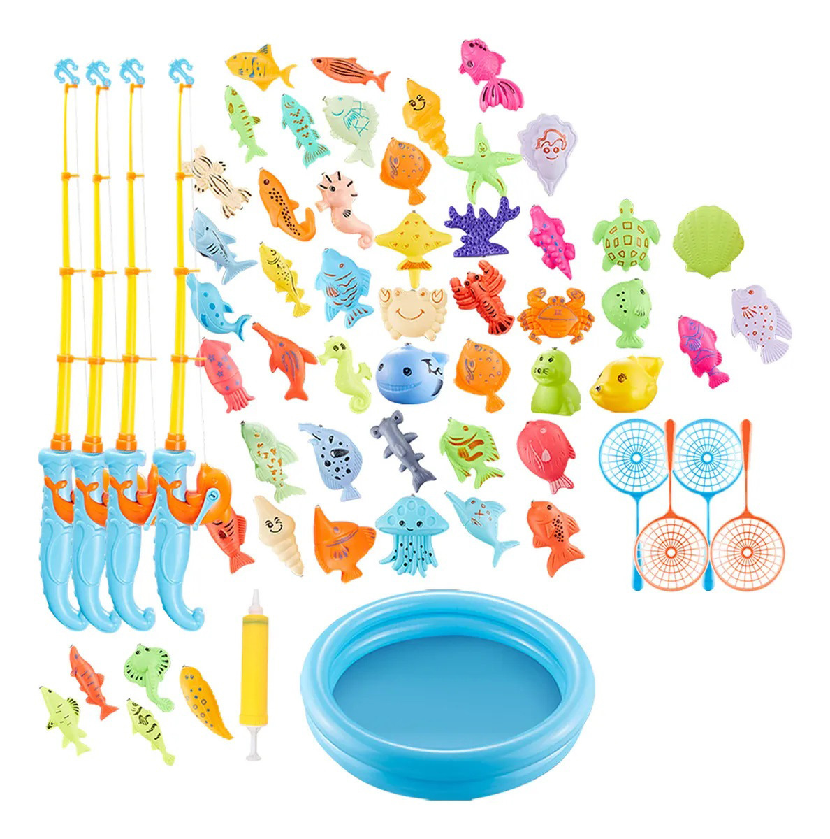 Accesorios de juguetes de pesca al por mayor, rompecabezas para niños, pesca, consumo de peces, cuerpo de bebé, piscina de pesca, piscina de caña de pescar para niños