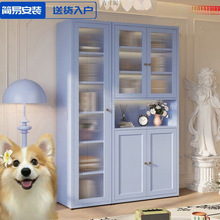钢制家用书柜客厅书房防尘书架手办柜鞋柜玻璃门收纳柜整墙展示柜