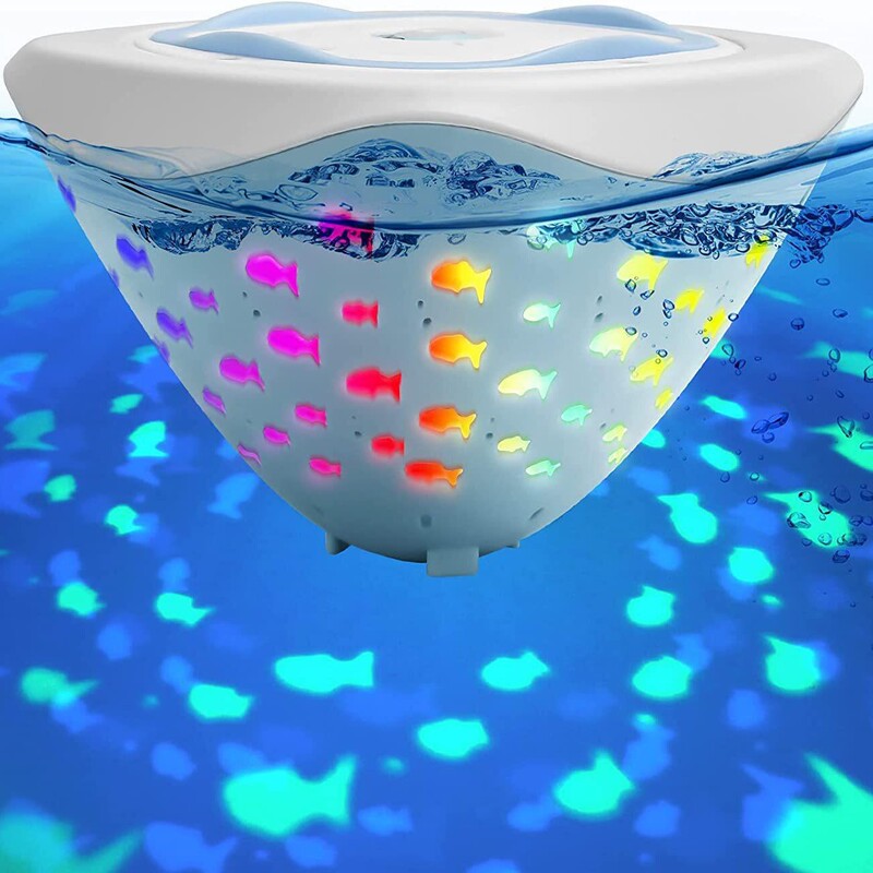 Cross-Border Private Model Led Waterproof Swimming Pool Light Swimming Pool Colorful Floating Atmosphere Light Fish-Shaped Pattern Water Projection Light