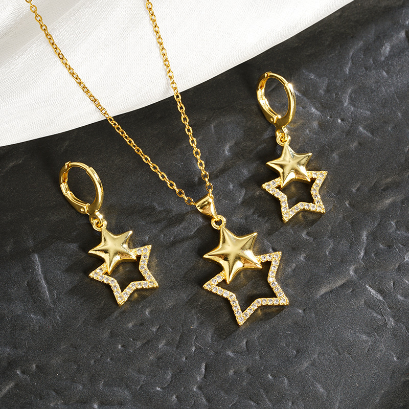 Collar de oro de arena de Vietnam, pentacos universales, pendientes simples, niñas dulces y lindas, joyas de alta calidad, Yiwu, fuentes