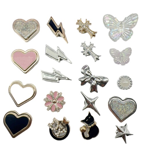 New Holes Shoes Cat Shoes Clips Slippers DIY Material Silver Heart Lightning Accessories Integrated Shoe Clips