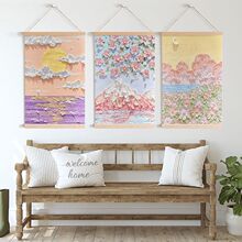 ins风风景仿油画布装饰画挂画卷轴画背景装饰房间装饰品布置