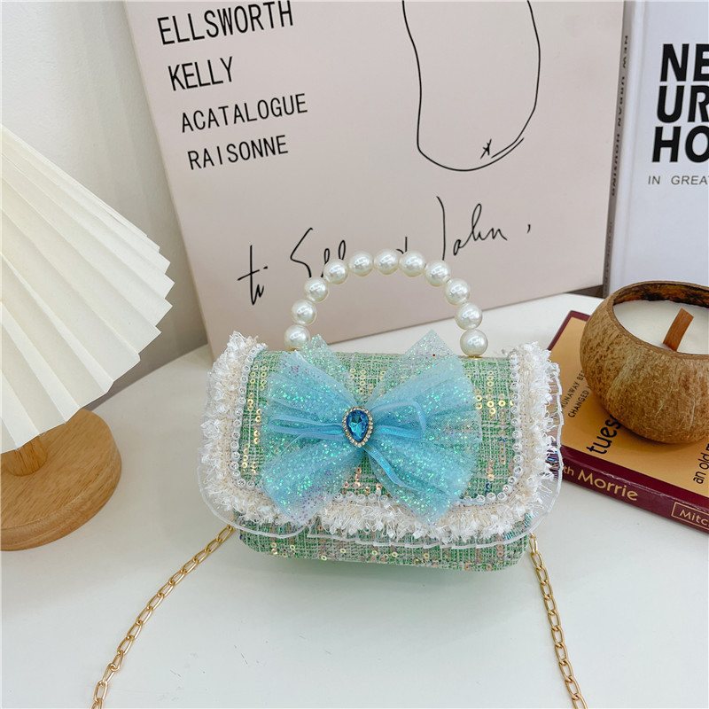 Nuevo bolso infantil de moda de verano, bolso de cinturón, bolso de princesa de perlas, bolso de cambio de viento fragante