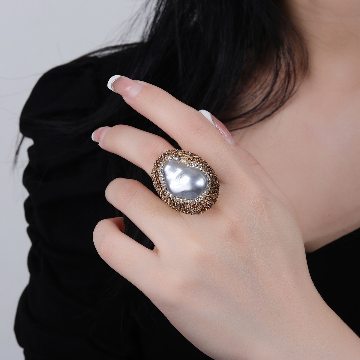 20g Weight Rhinestones, Pearl, Shell Inlay Material Open Rings Classification Adjustable Ring Size 1 Piece Quantity Daily Occasion Copper Material Geometric Pattern All Seasons Season Women's Gender Inlay Design IG Style Style IG Style Geometric Copper Rhinestones Pearl Shell Open Rings In Bulk 8