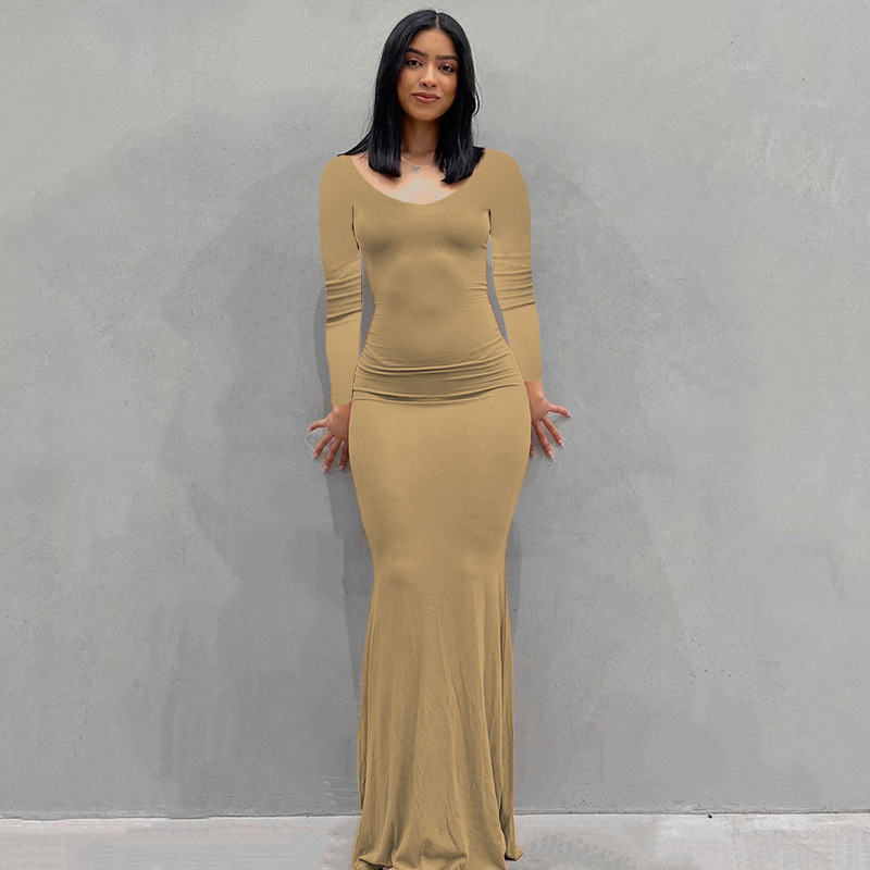 Europa y América transfronteriza nueva Kardashian desnata mono de las mujeres Vestido largo de comercio exterior casual SLIM-Fit de manga larga mono de casa image 5