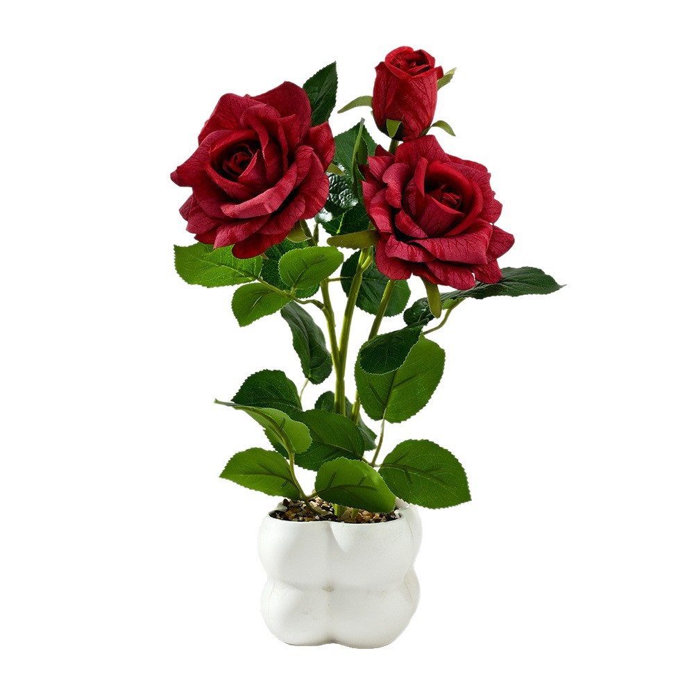 Transfronterizos 4 camellia pequeña imitación bonsai maceta flores falsas props de fotografía flores artificiales boda decoración del hogar adornos image 6