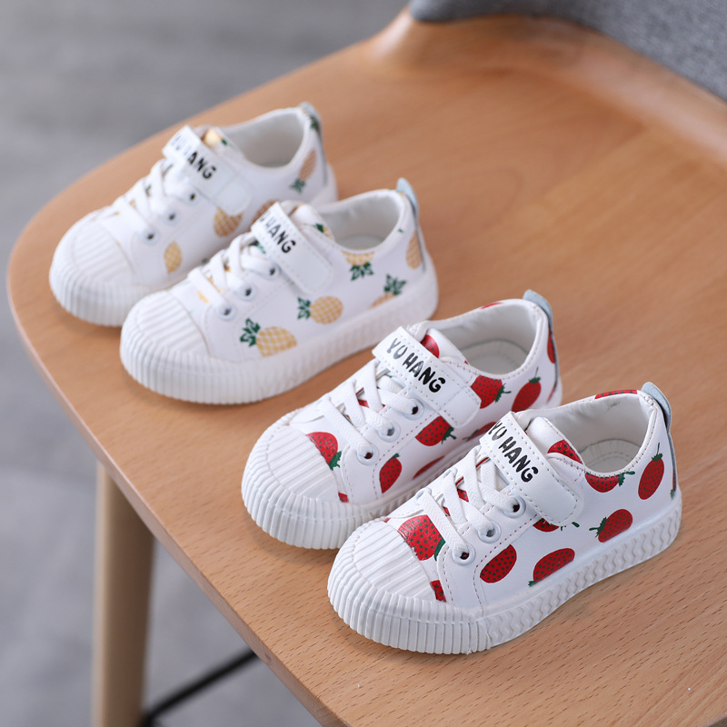 Spring and Autumn New Children's Cartoon Sneakers for Boys and Girls Strawberry Pineapple Single Shoes Soft Sole Baby Shoes Wholesale Dropshipping