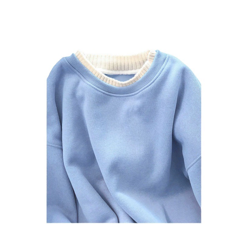 Новая женская толстовка по индивидуальному заказу, бархатная толстовка с круглым вырезом, женская толстая искусственная двухсекционная свободная женская одежда с длинными рукавами большого размера