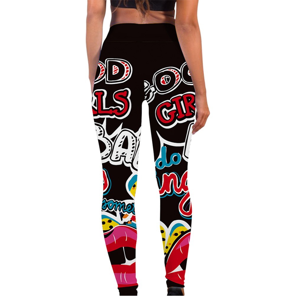 Nueva aptitud de alta elástico absorbente de sudor de impresión digital NIÑAS medias de cintura alta pantalones de yoga Delgado leggings para las mujeres