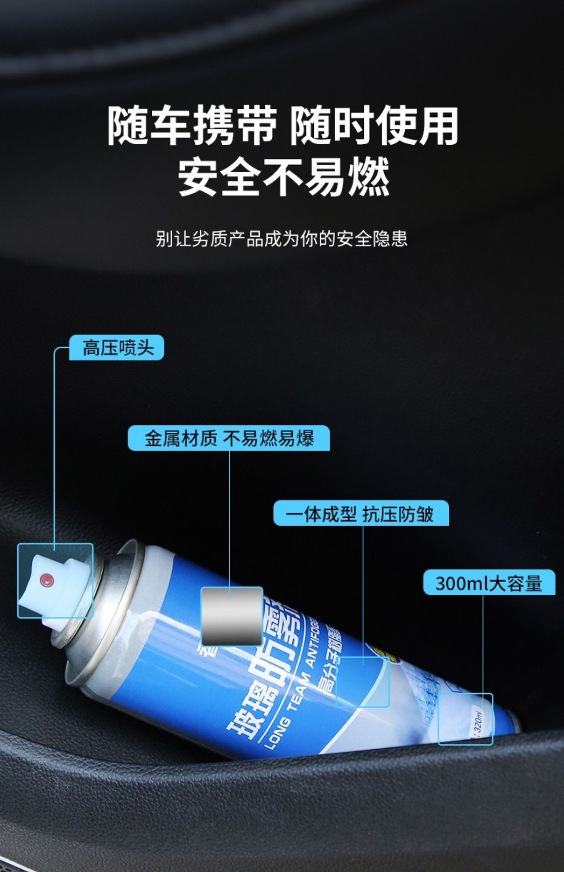 Rainproof agent for rearview mirrors, anti-fog spray for car windshields, rain repellent film for rainy days
