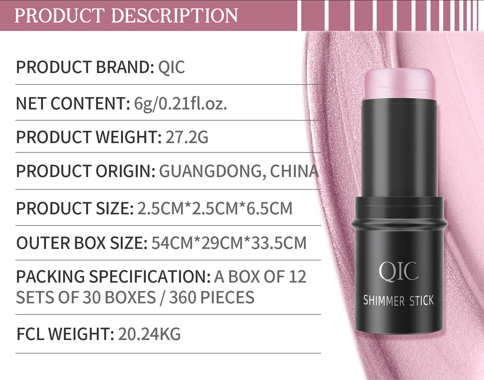QIC Qini Color Highlighter Contouring BrighTening Shadow Stick Three-dimensional Facial Foundation Cream Bed Pencil Blush Stick Makeup Item Picture
