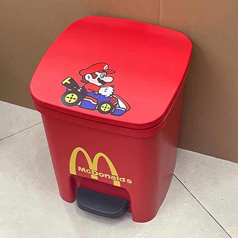 かわいい大きな目のゴミ箱家庭用蓋付き高颜値大容量漫画寝室紙かごトイレごみかご|undefined