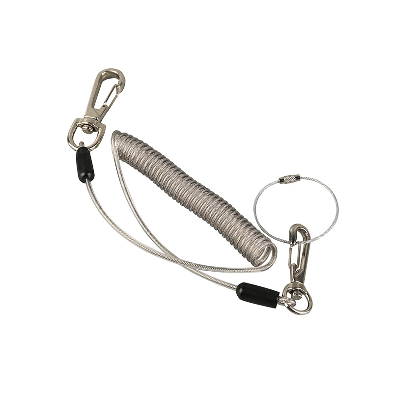 包胶TPU弹簧钢丝绳 高空作业防失手防坠落工具挂绳