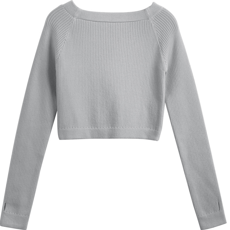 Ropa de baile para niñas de manga larga fuera del cuello de punto de otoño e invierno práctica Jersey pequeño suéter abrigo Ropa de baile superior exterior