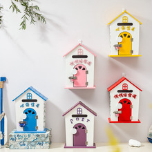 田园风格家居摆设幼儿园心语信箱木制邮箱挂墙意见箱小木屋装饰品