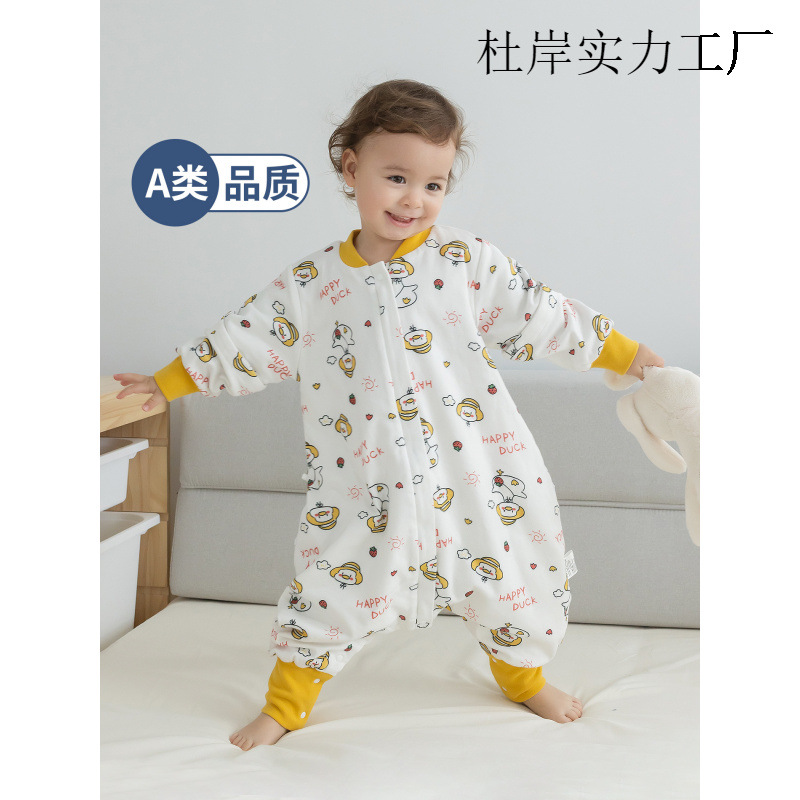 2025 Baby Sleeping Bag Spring and Autum Double-Layer Pure Cotton Baby Split-Leg Sleeping Bag Kindergarten Kidsren Air-Conditioned Room Anti-Kick Quilt
