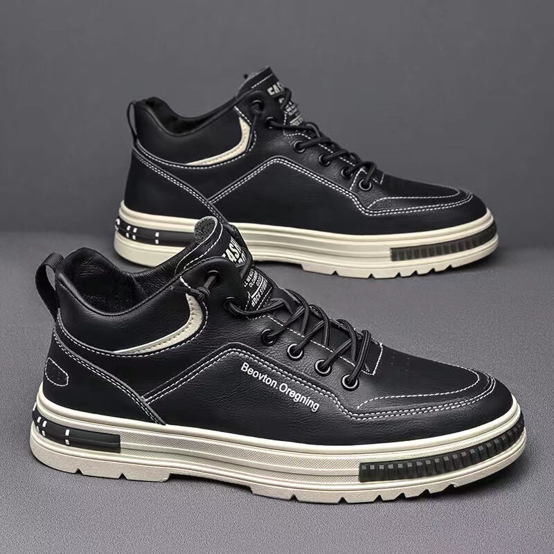Trendy Shoes Men's Trendy All-match Korean Style Trendy Men's Shoes 2023 New Spring Casual High Top Shoes Basketball Middle Top Board Shoes