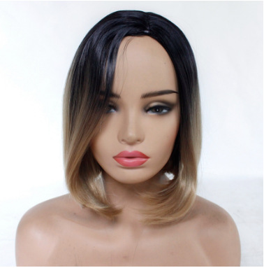 Peruca de cabello corto marrón de encaje de fibra química europea y americana frente LW0289