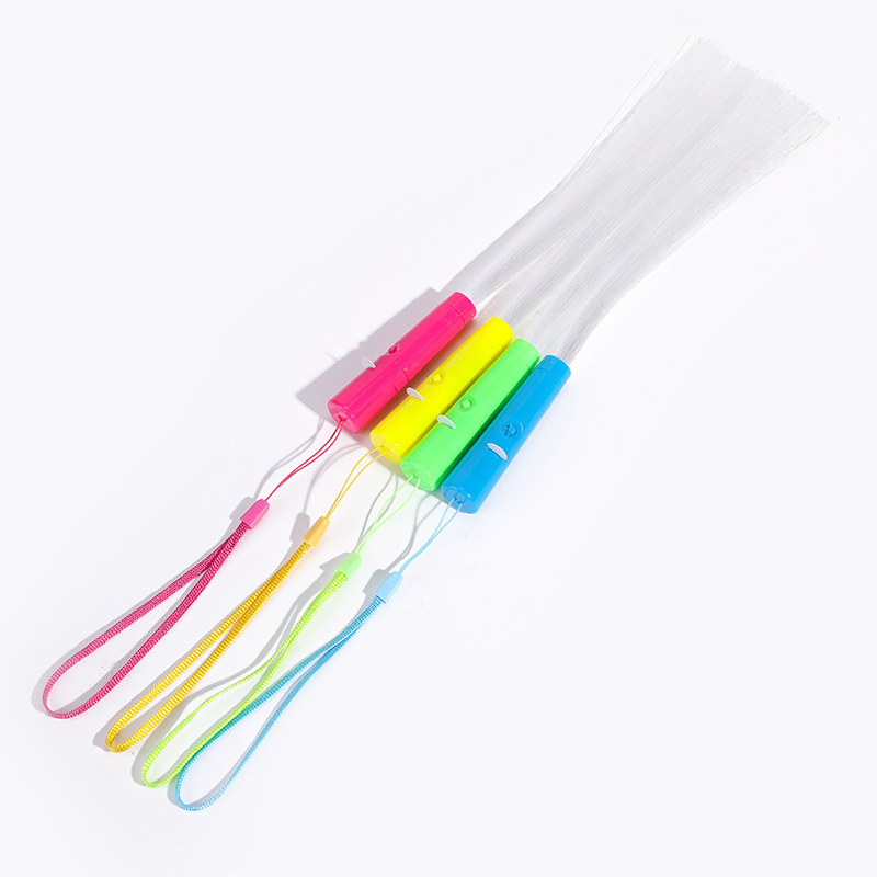 光纤棒纤维丝荧光棒闪光LED发光仙女棒带开关三种模式萤光发丝棒