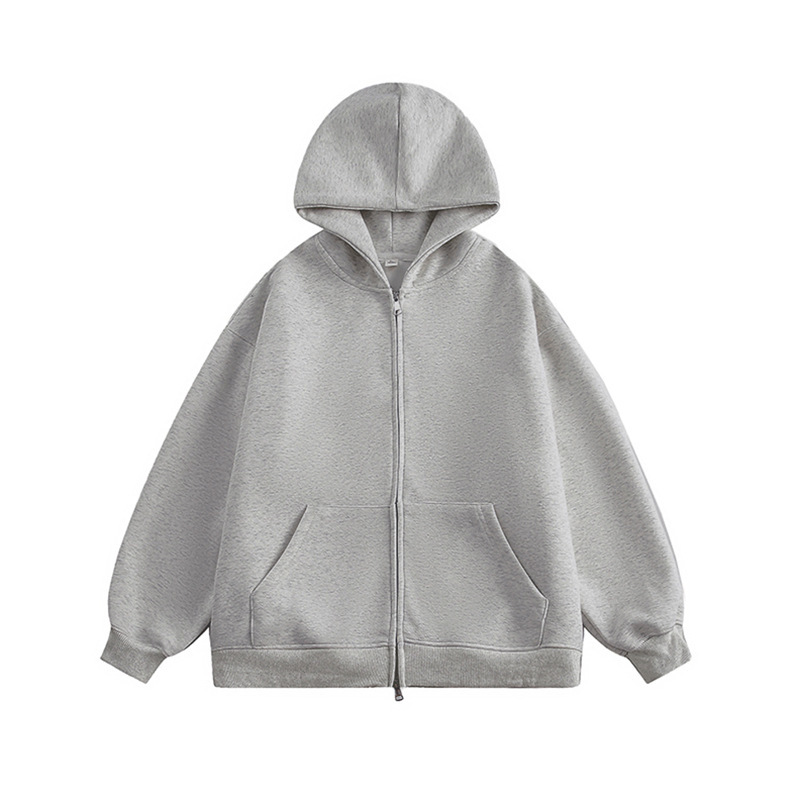 2024 Japanese Foreign Trade Autumn and Winter Casual Sports Loose Double Pull Double Zipper Sweater Cardigan Hooded Jacket for Men