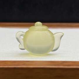 天然黄水晶手工雕刻把把壶吊坠 黄水晶茶壶玉壶小摆件毛衣链项链