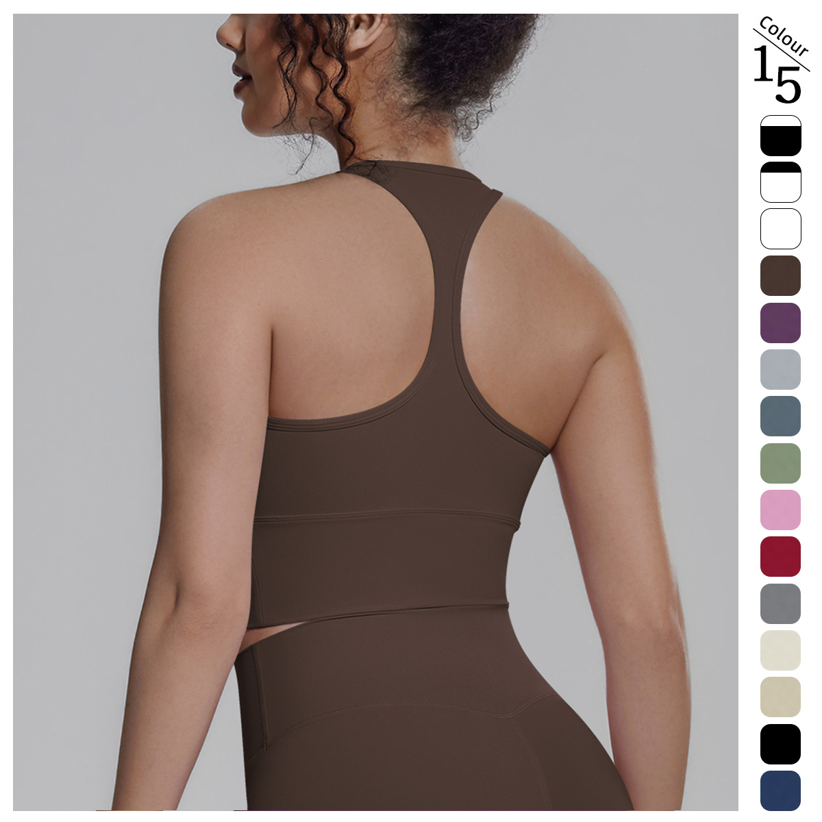 Nuevo transfronterizo sólido I-shaped hermosa espalda apretada ropa interior deportiva transpirable correr fitness yoga chaleco chaleco mujer image 1