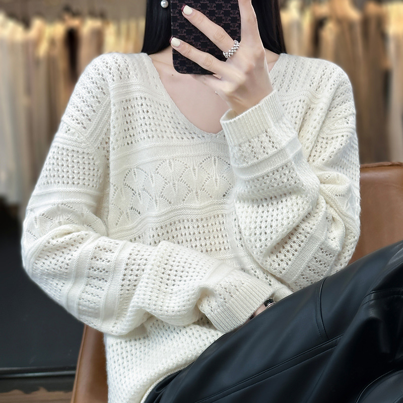 Autumn elegant fashionable solid color woolen knitted sweater