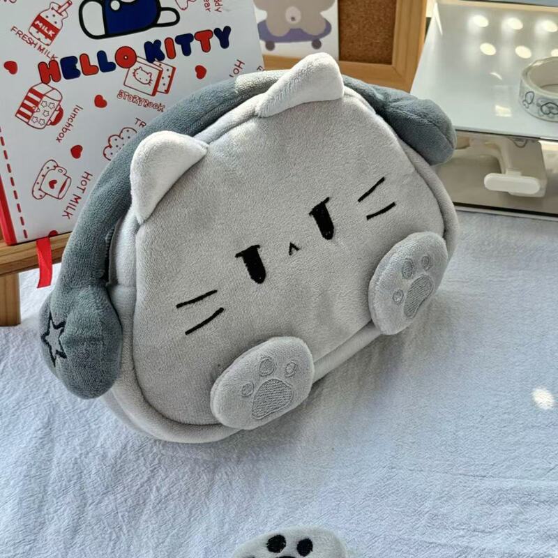 大容量ぬいぐるみハローキティ猫ペンバッグ中学生と高校生のための透明痛バッグポータブル文具収納袋|undefined