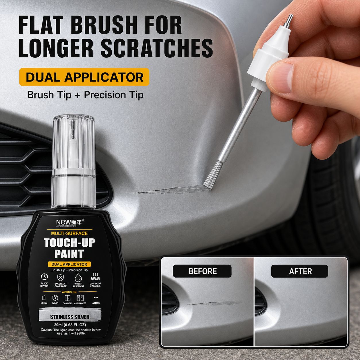 Cross-border dual-tip touch-up paint pen for car body scratch repair, metal paint restoration, and color repair