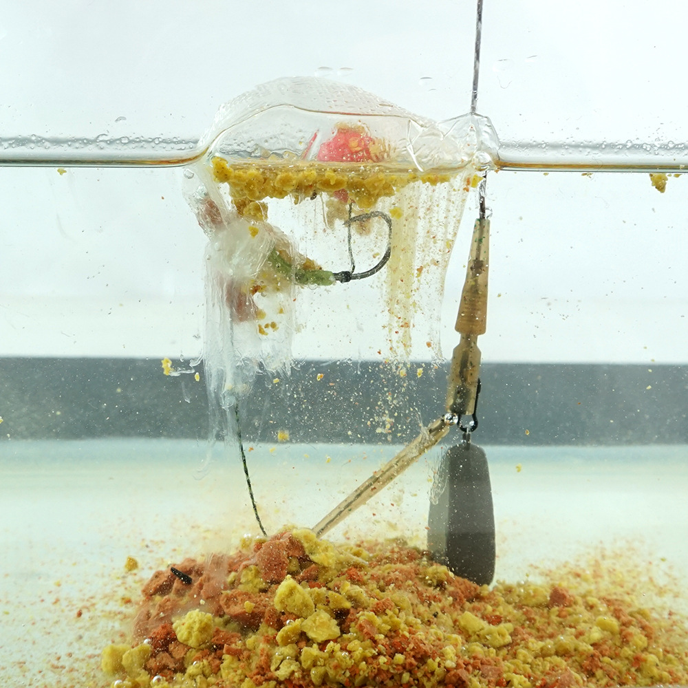 Bolsa soluble en agua de PVA, bolsa de nido instantánea de precisión de punto fijo, bolsa de cebo de pesca, equipo de pesca al aire libre, suministros de pesca, accesorios pequeños