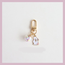 可爱少女心小兔子彩色玻璃球挂件钥匙扣Airpods挂饰包包配饰