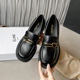 2024 Spring New Thick Heel Shoes Women's Black Small Leather Shoes British Academy Style One Step Thick Sole loafers