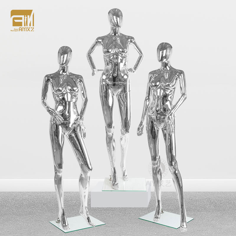 厂家直供展示架服装店展示女模特假人全身模特道具橱窗电镀银模特
