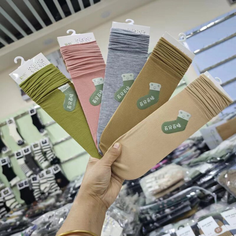 Spring and summer thin piled socks charm ladies summer thin piled socks solid color cute sweet college style