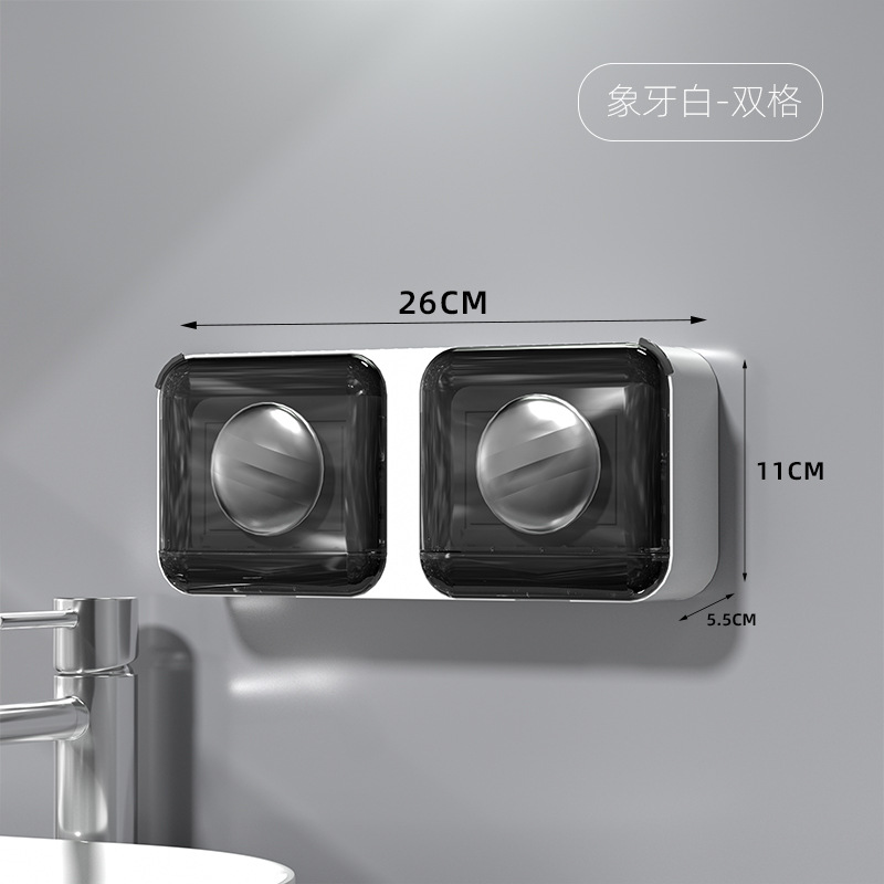 Caja de jabón de lujo ligero estante de almacenamiento de alta gama para el hogar caja de jabón de baño con tapa sin perforar drenaje montado en la pared