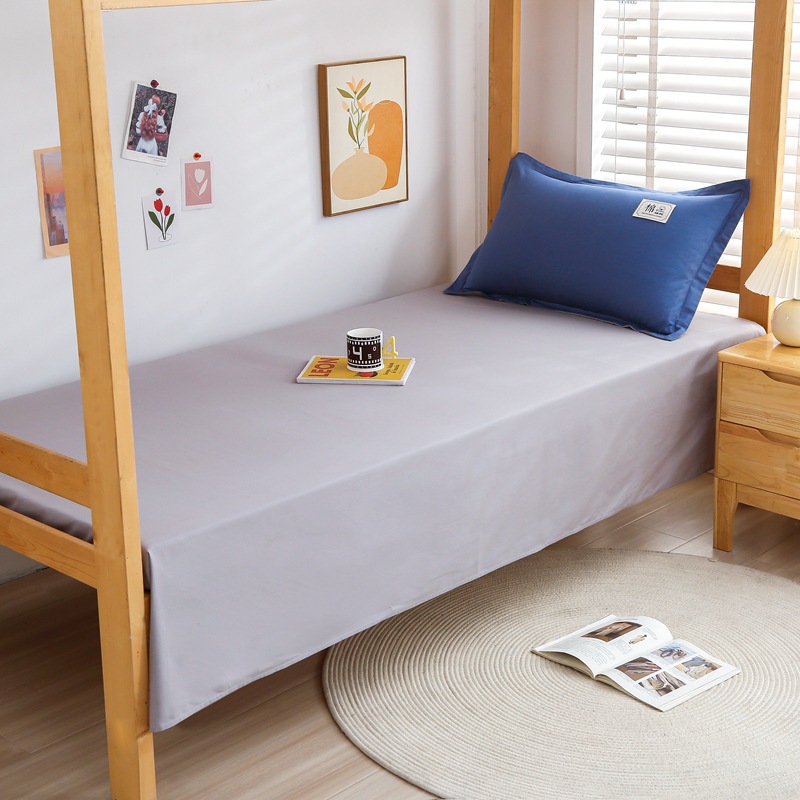 Juego de tres piezas de algodón puro para dormitorio estudiantil, juego de seis piezas de algodón puro de 40 hilos, compra al por mayor de ropa de cama individual para colchón, estilo simple de color sólido.