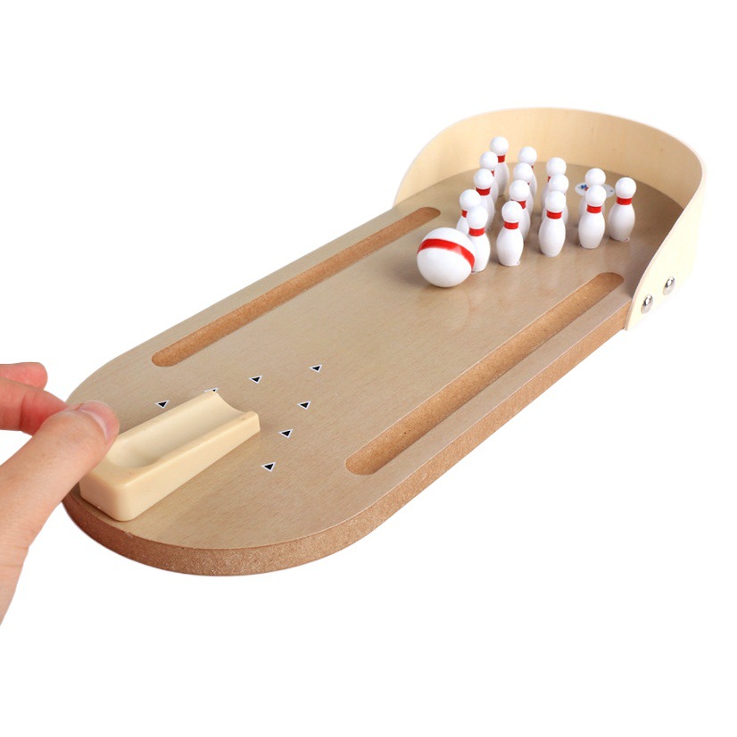 Juguetes educativos de madera para niños Amazon Mini Bowling niño padre-hijo juego de escritorio interactivo fábrica al por mayor