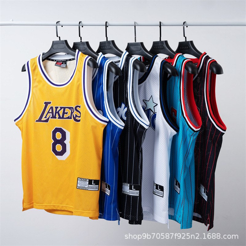 American Retro Mesh Jersey Iverson Maddie Kobe Curry Butler James Digital Print Basketball Vest
