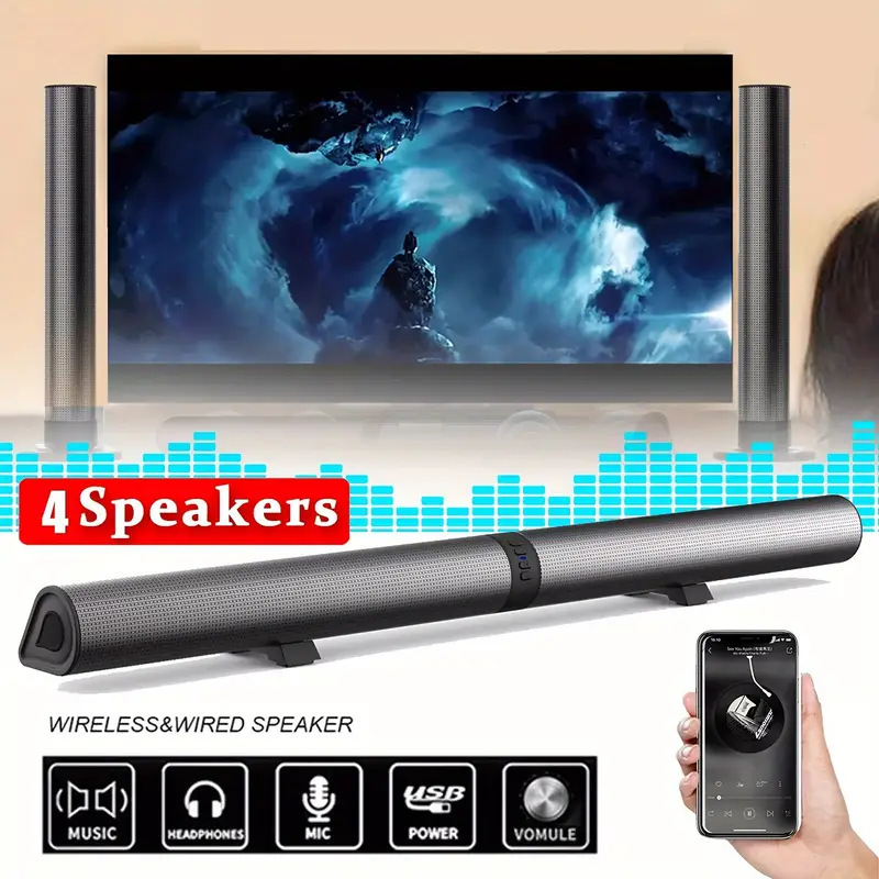 Tv Bluetooth Speaker Connection Strip with 2-in-1 Detachable Home Theater Sound System Speaker