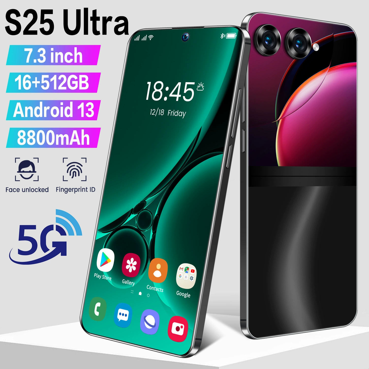 Смартфон S25, 16+512 ГБ Android 16, вариант с большим 7,3″ экраном
